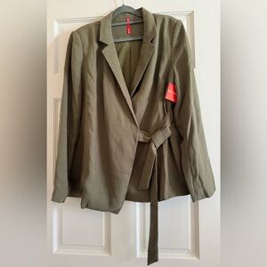 Spanx Crepe Wrap Women's Blazer, Olive Green